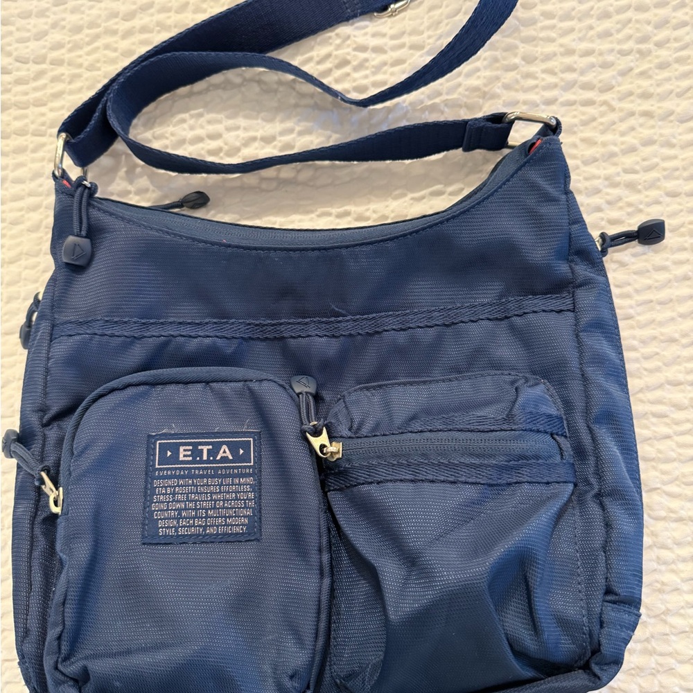 Blue Nylon Crossbody Bag with Adjustable Strap
